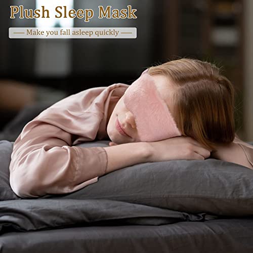 Satinior 6 Pieces Plush Eye Mask Soft Sleeping Blindfold Eye Cover Comfortable Plush Plush And Satin Eye Mask Fluffy And Furry Eye Cover For Girls And Adult Eye Protection, 4.1X8.3 In (Pack Of 6) #TOP5