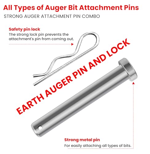 Image of DVI Heavy Duty Earth Auger Pin & Safety Lock Combo | Universal Fit for All Earth Augers Bits.