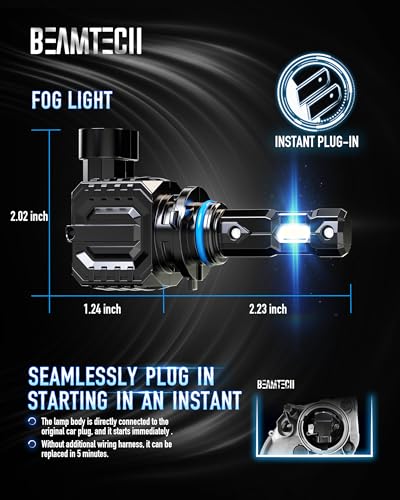 Image of BEAMTECH 9006 Fog Light Bulbs,6500K 20000LM Plug Play Pack of 2