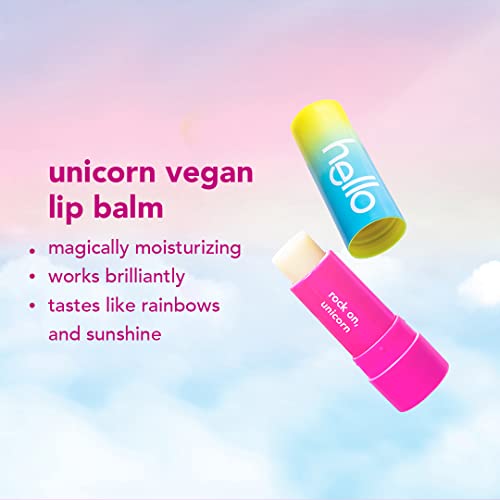 Hello Unicorn Lip Balm Pack For Chapped Lips, Bubble Gum Flavored Lip Balm, Moisturizing Vegan Lip Balm With Coconut Oil And Olive Oil, No Beeswax, No Petrolatum, No Parabens, 3 Pack, 0.15 Oz Tubes #TOP3