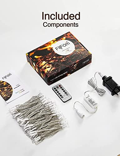 FilFom Fairy Lights Plug in, 20m 200LED Warm White String Lights with Remote and Timer Function, 8 Mode Mains Powered Garden Twinkle Lights for Bedroom Garden Christmas Decoration