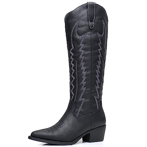 Image of GLOBALWIN Women's Knee High Long Pointed Toe Western Cowboy Boots For Women