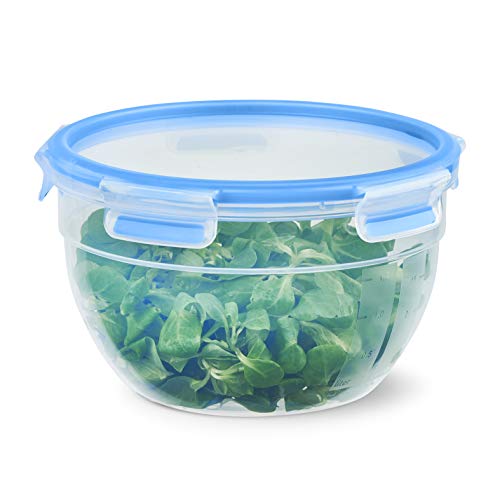 Emsa N10114 Clip & Close Contenitore per Alimenti Rotondo | 2,6 Litri | Chiusura a Clip | plastica | Trasparente/Blu
