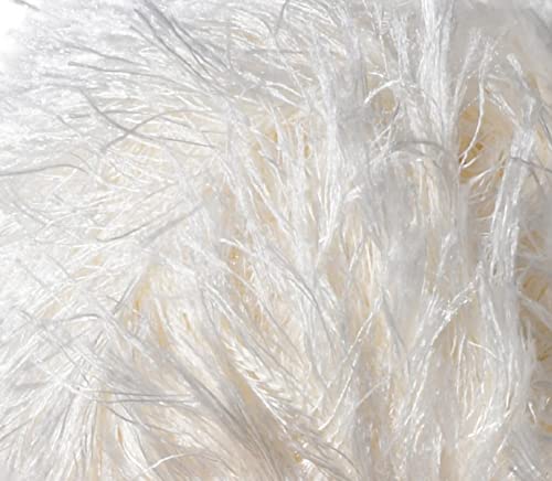 Image of Eyelash Fun Fur Yarn Premium 100% Polyester 164 Yds (150 Mt), 3.53 Oz (100 Gr) Colorful Crochet Yarn Dıy Hand Knitting. (Cream, 1 Skein)