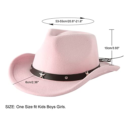 Lanzom Kids Girls Boys Cowboy Cowgirl Hat with Buckle Belt Toddlers Felt Western Hat3