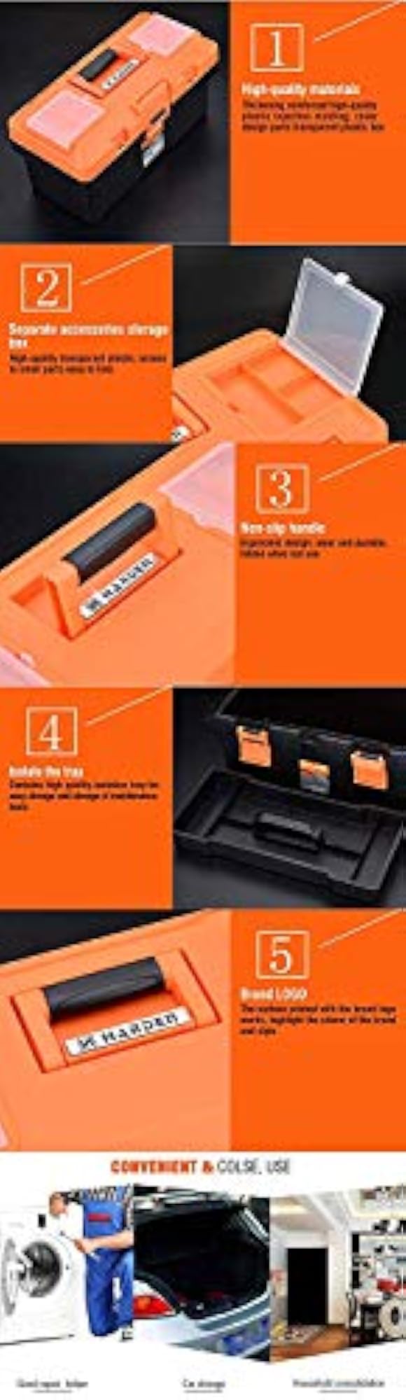 Professional Reinforced Plastic Tool Box, 40 x 21 cm