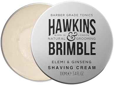 Hawkins & Brimble - Shaving Cream for Men, 100g - Luxurious Shaving Cream for Sensitive Skin and Nourishing - Smooth Finish Shave for Men without Animal Testing - Signature Elemi & Ginseng Fragrance