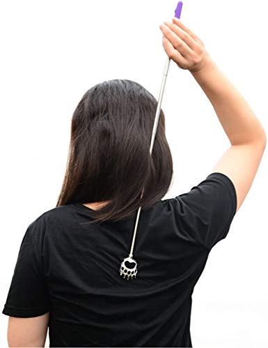 Image of Alexvyan Small Adjustable Portable Extendable Back Scratcher, Metal Stainless Steel Telescoping Itching Stick Tool (Pack of 1 - Model 2)