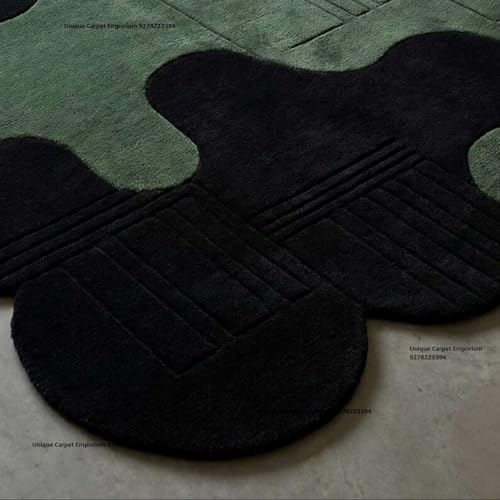 Image of Hand Tufted Irregular Area Rug 6x8 Ft Wool Carpet for Bedroom Living Room Modern Artistic Floor Cover Soft Luxury Contemporary Home Decor Accent
