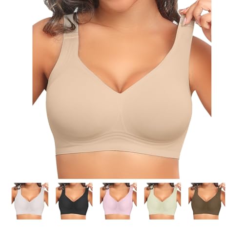 Jelly Bras for Women Supportive Wireless Push Up Bra Full Coverage No Underwear Seamless Plus Size Bralette for Senior