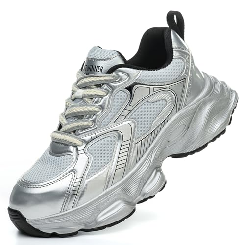 Women's Lightweight Plastic Steel Toe Safety Shoes Puncture Proof Lace-Up Sneakers