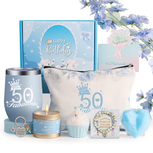 50th Birthday Gifts for Women, Unique Gifts for Her, Spa Baskets for Women, Happy 50 Year Old 1974 Birthday Boxs, Spa Gifts for Mom Sister Friend Wife Coworker