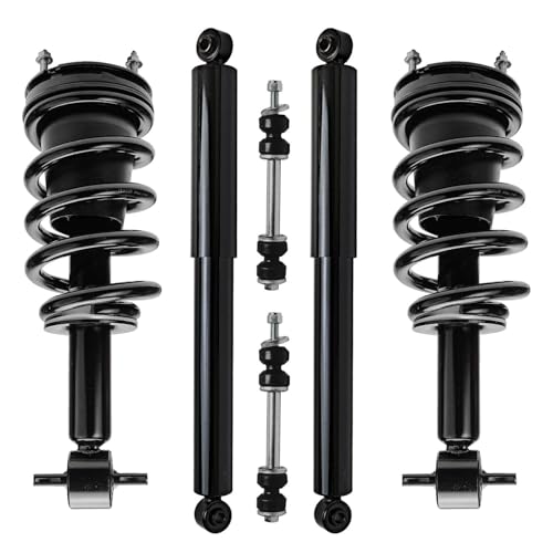 Image of Detroit Axle - 4WD Front 6pc Struts Kit for 2014-2018 Chevy Silverado 1500 GMC Sierra 1500, Struts w /Coil Spring Sway Bars Rear Shock Absorbers 2015 2016 2017 Replacement Suspension