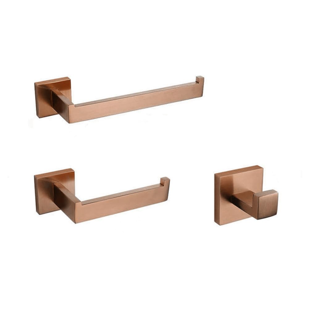 Kit salle de bain or rose brossé 3 pièces en inox au design moderne haut de gamme
