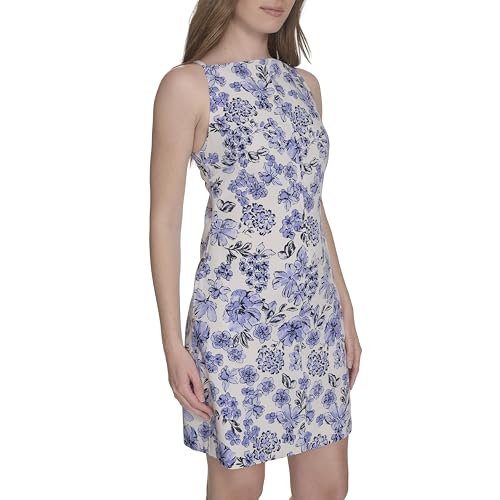 Image of Tommy Hilfiger Women's Sleeveless Square High Neck Shift Mini Dress