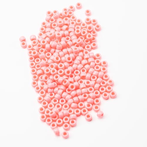 Image of 1000 Pcs Acrylic Pony Beads 6x9mm Bulk for Bracelet Necklace Jewelry Making Earring Hair Braiding Kandi Beads (Light Pink)