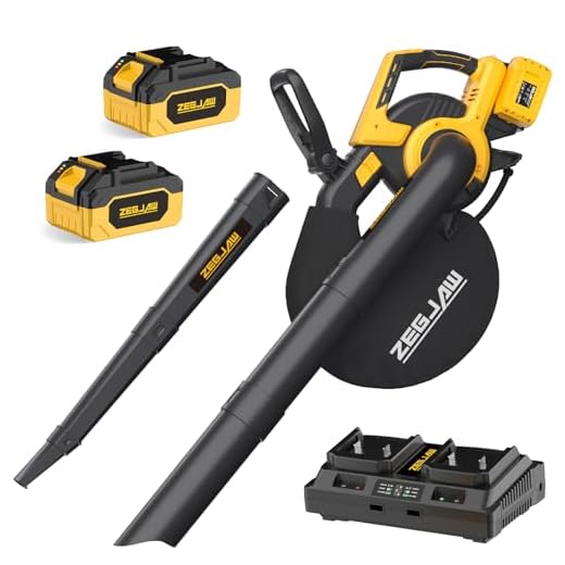 ZEGJAW Cordless Leaf Blower & Vacuum, 3-in-1 Leaf Vacuum Mulcher with Bag, 40V 330CFM Battery Leaf Blower with 2x4.0Ah Battery & Charger for Lawn Care, 5-Speeds Variable Control