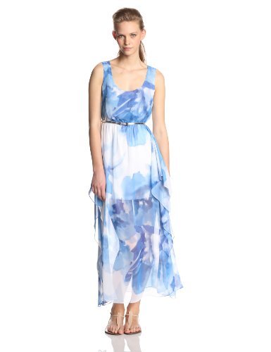 Calvin Klein Women's Sleeveless Printed-Chiffon Maxi Dress