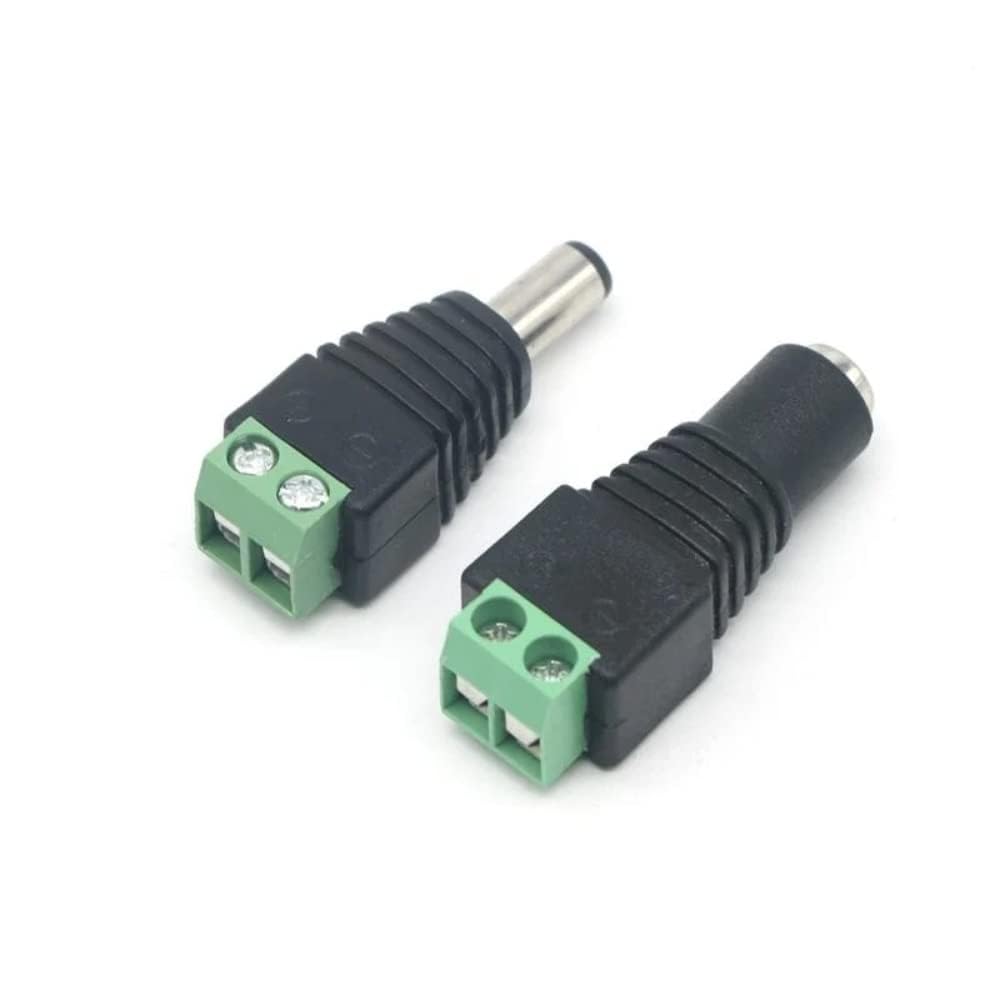 Prakti DC Power Jack Plug Adapter Connector | 12V/24V Male + Female 2.1 x 5.5MM Terminal Barrel Connector | For CCTV Camera, LED Strip Light, DVR, Car Rearview Monitor (1 Pair)-image-33