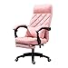 LXLTL Fauteuil De Bureau Pivotante, avec Repose-Pieds Racing Massage Fauteuil Similicuir Siège avec Fonction D'inclinaison Chaise pour Ordinateur,Rose