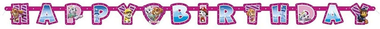 Multicolor Paw Patrol Girl Large Jointed Paper Banner (6.5 Ft) 1 Count - Adorable Design & Easy Assembly, Perfect For Parties & Events