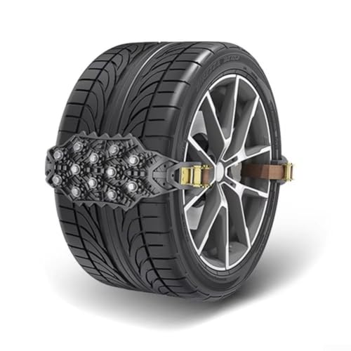 Lot de 4 chaînes à neige pour pneus de voiture avec maillons de traction en acier et sangles de fixation réglables pour une meilleure adhérence dans la neige, la glace, la montagne et les terrains