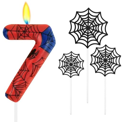 Alaoo Velas de Araña Cumpleaños con Números 7,Vela Roja y Azul Vela Araña Numérica de Cumpleaños,Vela de Cumpleaños con Temática Araña, para Niños Niñas Pastel de Cumpleaños Suministros Fiestas | Ya disponible en tu tienda friki favorita! En mundofriki.es!