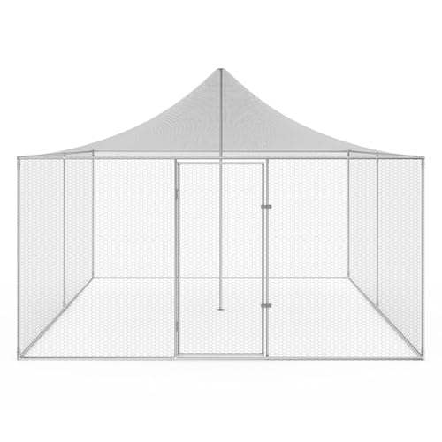 IDMarket - Voliere 12m² Gehege Hühnerstall 3x4M Maschendrahtzaun Dach Netz verzinkter Stahl