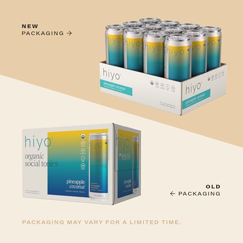 Image of Hiyo Organic Social Tonic - Pineapple Coconut, 12 Pack - N.A. Functional Seltzer, Sparkling Water Crafted with Organic Adaptogens, Nootropics & Botanicals