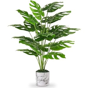 Der Rose 28″ Fake Plants Tall Artificial Monstera Faux Plants in Pot for Home Farmhouse Bedroom Living Room Decor Indoor