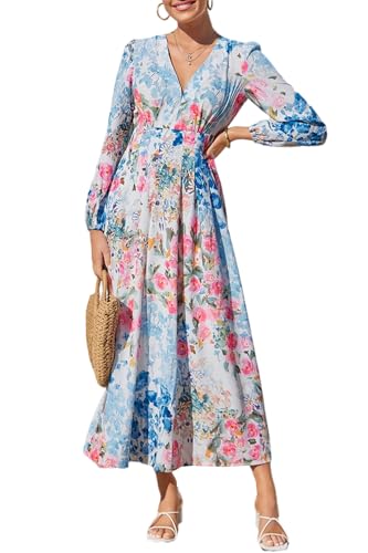 Image of Sissyaki Womens Long Sleeve Summer Maxi Dress 2026 Floral Dress Spring Wedding Guest Dress