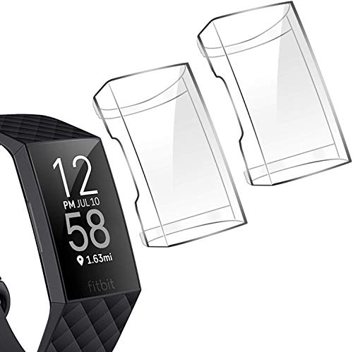 Tensea Compatible with Fitbit Charge 3 and Charge 4 Screen Protector, 2 Packs Soft TPU Bumper Full Around Case Cover Protector for Fitbit Charge 3/3 SE and Fitbit Charge 4 (Clear and Clear)