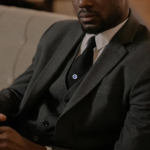 HAWSON Mens Tie Tack with Chain Round Crystal Wedding Business Accessories3