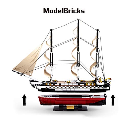 OSoMax Alte Eisenseiten Retro-Segelschiff 1/170 Bausteine Modell, Retro Fregatte Kompatibel mit Lego Piratenschiff… – Bild 5
