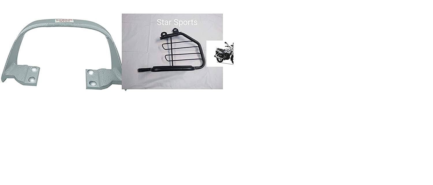 YASH ENTERPRRIES Metal Bike Rear Seat Handle Backrest (Silver) + Bike Side Guard & Saree Guard with Ladies Foot Black for - TVS Star Sport Bikes-image-29