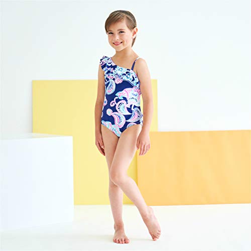 Image of Girls One Piece Swimsuits One Shoulder Ruffle Swimwear Floral Bathing Suit