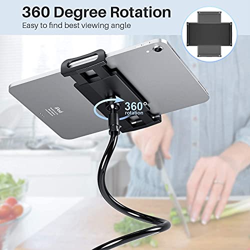 Image of pora's Portable Lazy Stand Mobile Holder with Goosneck Long Arm Clip | Flexible | Foldable | 360 Degree Compatible for Universal Places As Office |Home |Kitchen | Bedroom (Screw Lazy)