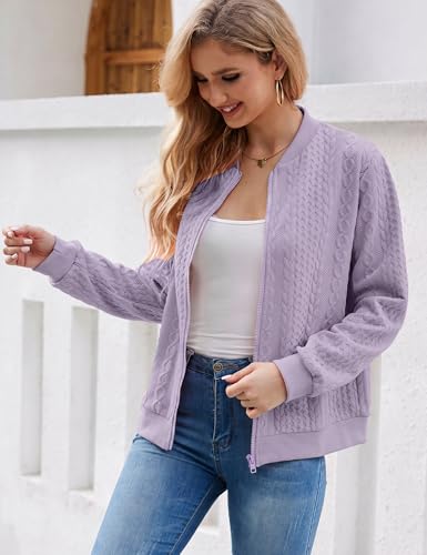 Image of Larmliss Women's Zip Up Cardigan Sweater Hoodies Long Sleeve Jacket Crewneck Casual Outerwear Spring Fall Trendy Coat Outfits