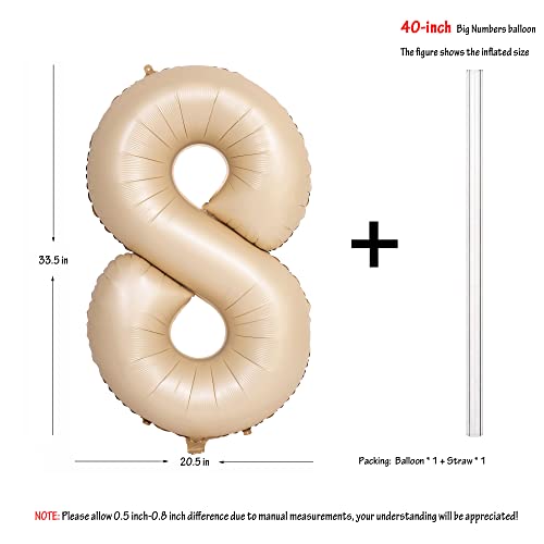 Image of 40 In Caramel Number Balloons 8 Helium Foil Mylar Balloon | Birthday Party Decorations Suitable For Boys' And Girls' Birthday Parties Anniversary celebration Digital 8