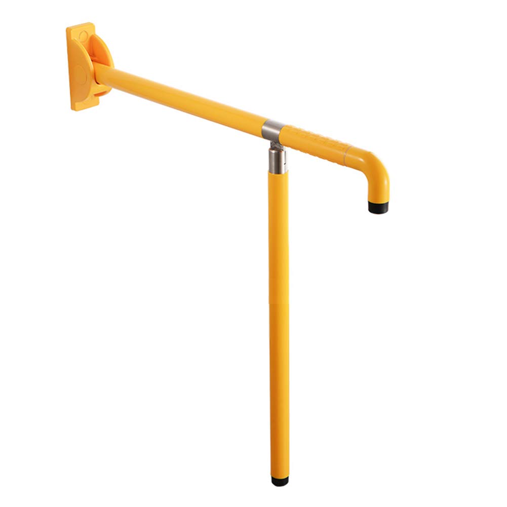 Fkxsxaz Yellow Grab Rail, Folding Toilet Bar - Wall To Floor Bathroom Handrail With Support Legs For Safety Aid Elderly And Disabled