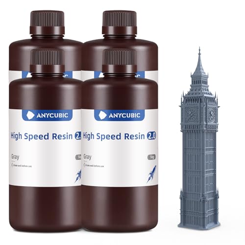 Image of ANYCUBIC High Speed 3D Printer Resin 2.0, Print Up to 3X Faster, Particularly Apply for Large-Size 3D Printing Models, Low Odor (High Speed Grey, 4kg)