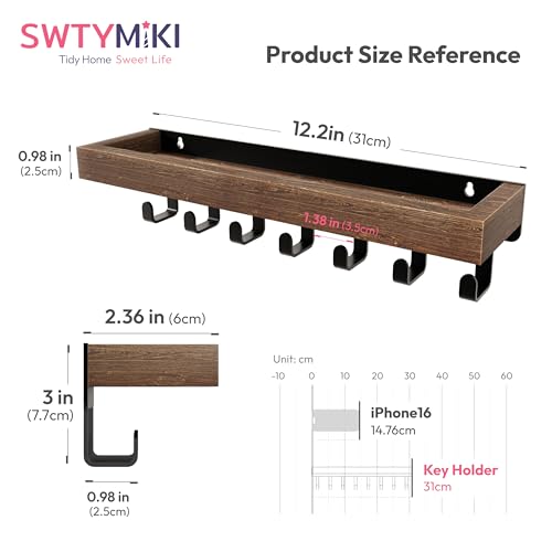 SWTYMIKI Key Holder for Wall - Key Hooks with 7 Hooks, Key Hangers Home Decor Key Rack Mail Organizer, Wall Mounted Key Holder for Hallway, Entryway, Bedroom, Mudroom, Office - Cosy Home Interiors SWTYMIKI Key Holder for Wall - Key Hooks with 7 Hooks, Key Hangers Home Decor Key Rack Mail Organizer, Wall Mounted Key Holder for Hallway, Entryway, Bedroom, Mudroom, Office - Image 3