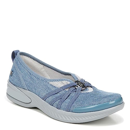 LifeStride BZees Women's Niche Slip-On Comfort Ballet Flat,Washed Denim Fabric,11