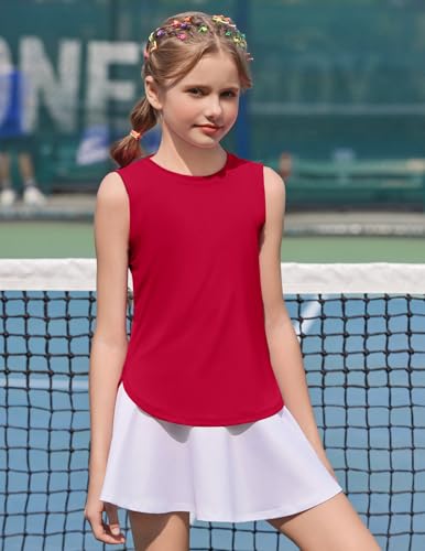 Image of Zaclotre Girls Athletic Tank Tops High-Low Hem Loose Fit Summer Top Kids Sleeveless Sport Shirts 5-14 Years