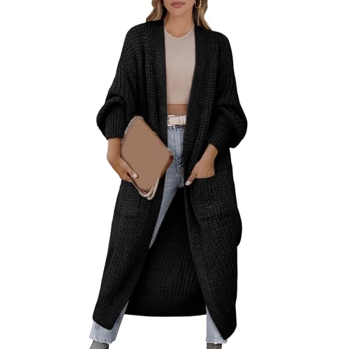 Womens Long Cardigan Sweaters Open Front Oversized Duster with Pocket for Women 2025 Fall Winter Knit Cozy Coats