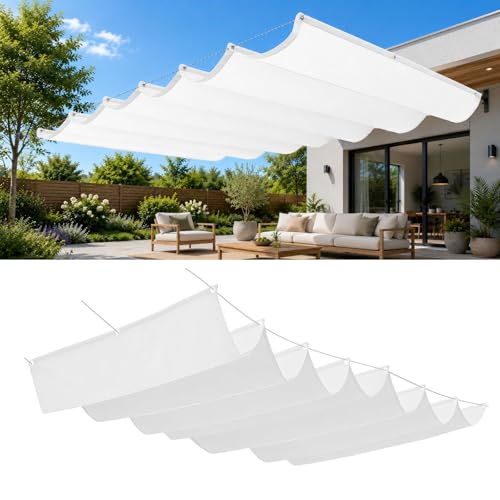Voile d'ombrage vague rétractable blanc pour stopper la chaleur du patio - 2