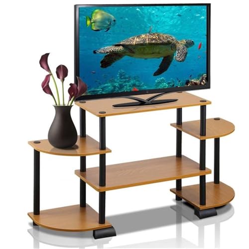 Furinno Turn-N-Tube Rounded Corner TV Entertainment Center, Light Cherry/Black - image 2