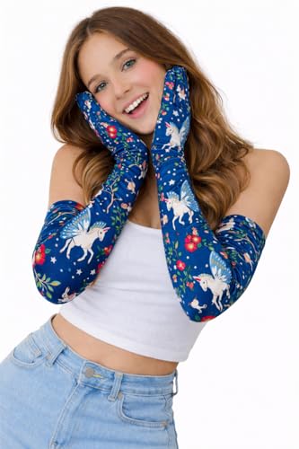 Image of Women's Driving Gloves, Printed Cotton Full Hand Summer Gloves for Protection from Sun Burn /Heat /Pollution (Pack of 1 Pair)