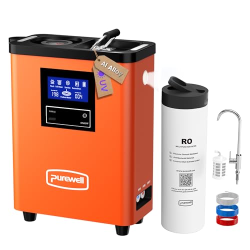 Purewell® K8680 RO Water Purifier System,10-Stage RV Portable Water Filtration Survival with UV,Desalination Rate Reaches 95%,Survival Gear Purification for Drinking,Team Camping，Travel(Oran