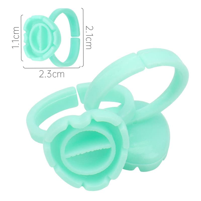 100pcs Glue Rings for Eyelash Extensions - Lash Extension Glue Ring Holder Cup for Professional Lash Tech Supplies – Adjustable, Disposable & Flower Rings for Nail Art, Tattoo & Makeup - GREEN image 4
